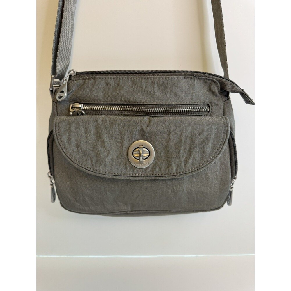 Baggallini Calais Crossbody Bag Sterling Shimmer Nylon 9.5" x 7" x 3" RFID